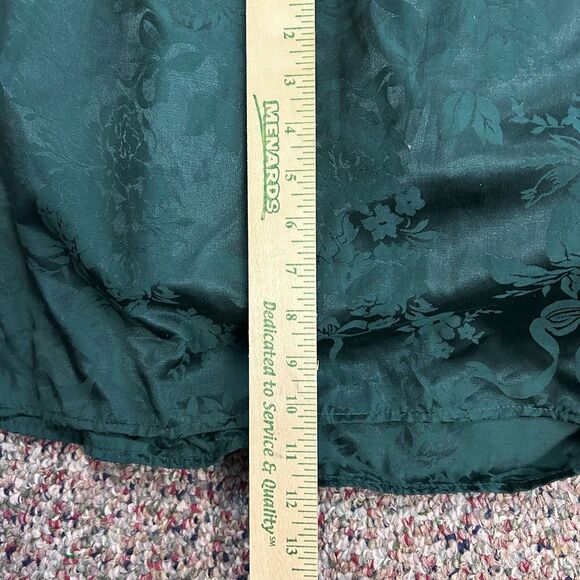 VTG 80s Jessica McClintock Green Brocade Lace Neck Formal Midi Dress Size 13/14 - Picture 14 of 14